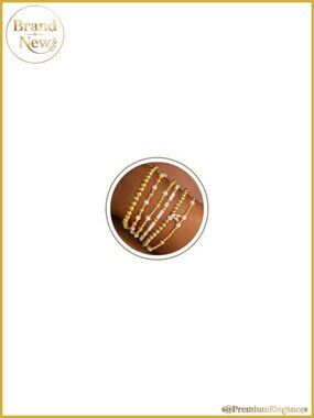 18K Gold Plated Beaded Stretch Initial Bracelet Set for Women Gifts 6 PC
